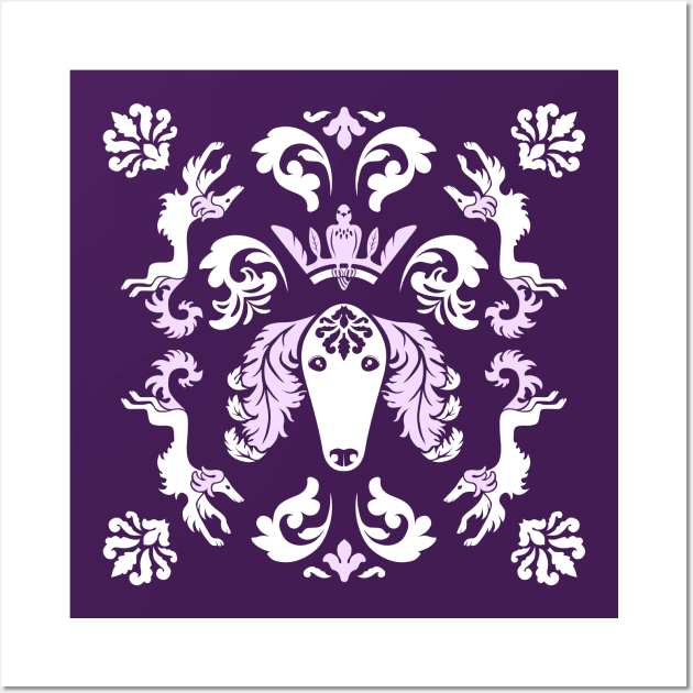 The Spirit of Saluki Damask (Purple) Wall Art by illucalliart